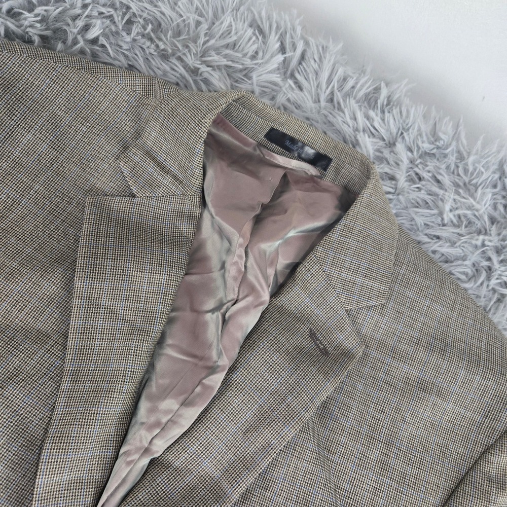 Lauren Ralph Lauren Mens 44L Tan‎ Silk Wool Glen Plaid Two Button Blazer Jacket